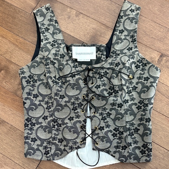 Vintage LambertRand Brocade Two-Piece Set in Golden/Tan & Black - Picture 3 of 10